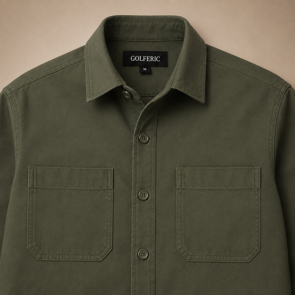 Cotton Overshirt Olive detail image