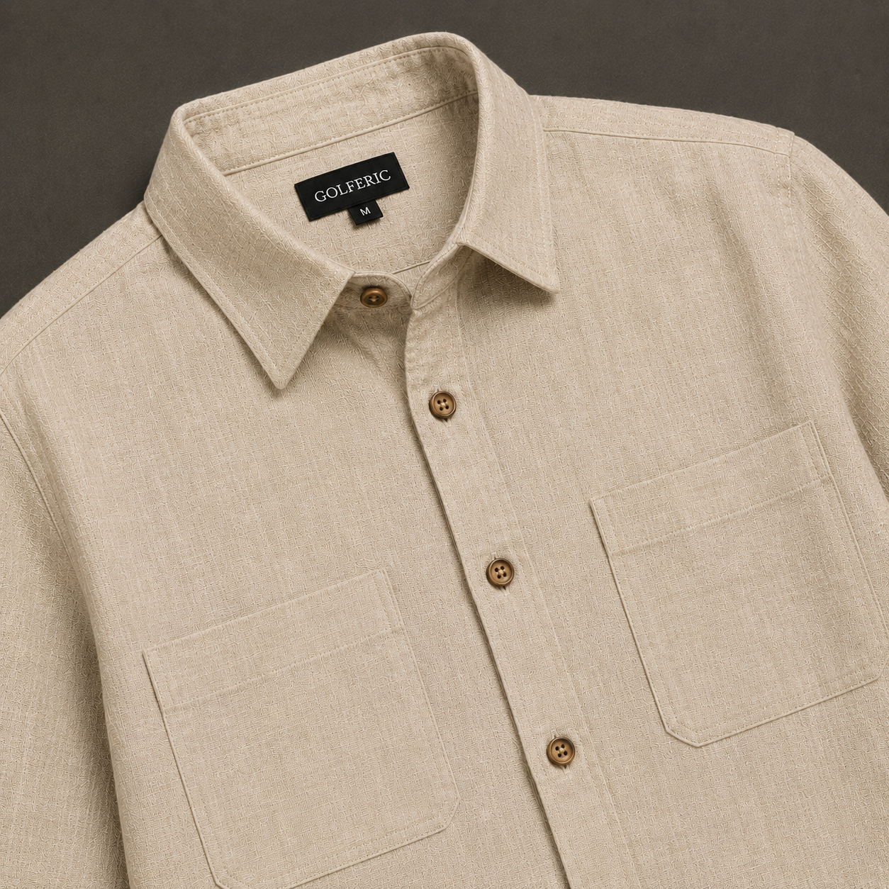 Linen Blend Overshirt Beige detail image