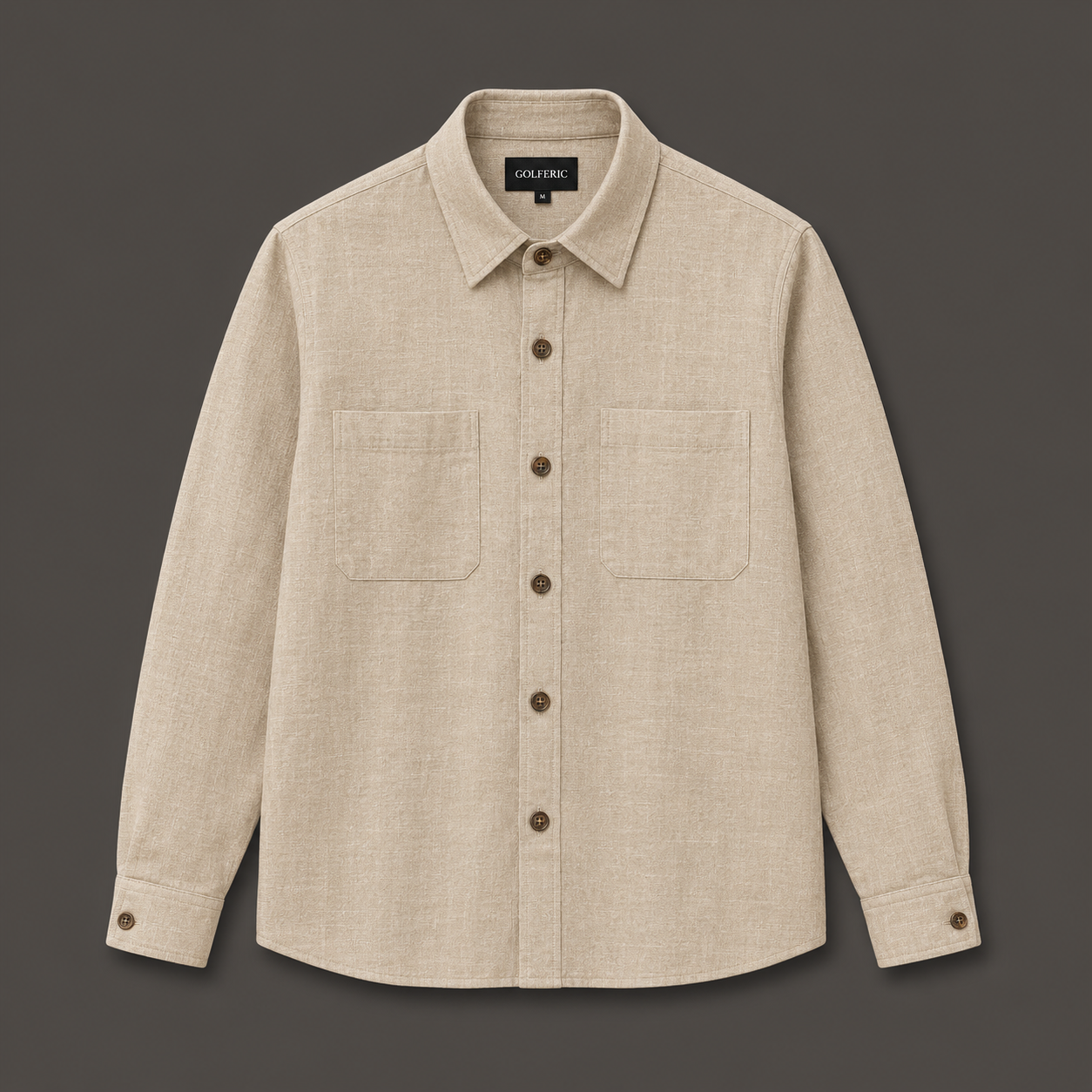 Linen Blend Overshirt Beige main image